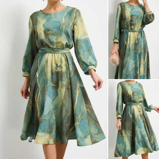⏰Limited Time Offer 50% OFF🌷Women's Long Sleeve Fashion Printed Waist Dresses