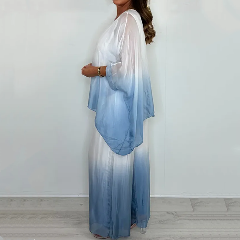 Mesh Mix Dip Dye Loose Flowy Top & Trouser Set