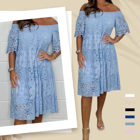 🎉2025 New Products Hot Sale✨Lace Hollow Patchwork Strapless Dress For Women