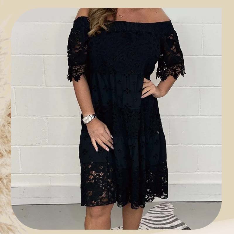 🎉2025 New Products Hot Sale✨Lace Hollow Patchwork Strapless Dress For Women