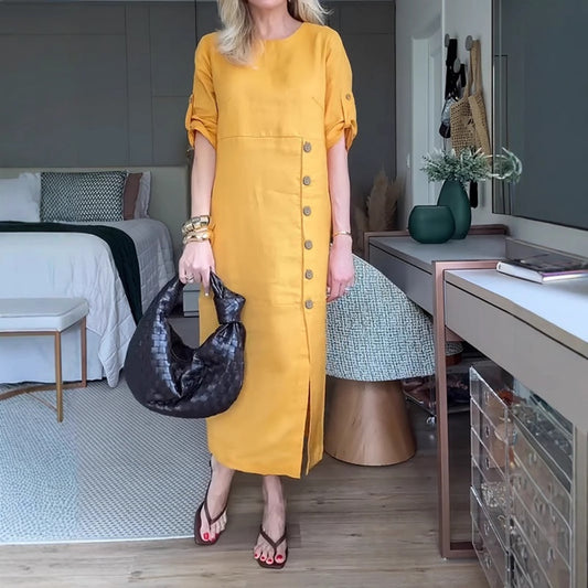 ⏳ Limited Time Hot Sale 50% OFF ✨Women's Button-Down Side Slit Maxi Dress