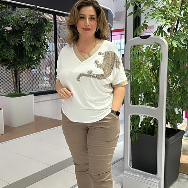 🌸Spring Specials💐 Women's Casual Elegant Printed V-Neck Top