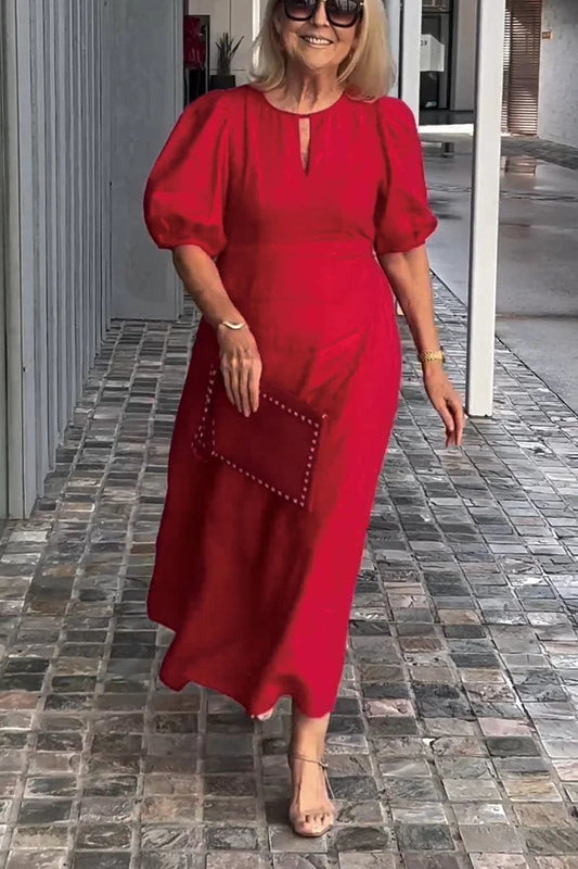 Solid Color Cotton And Linen Dress