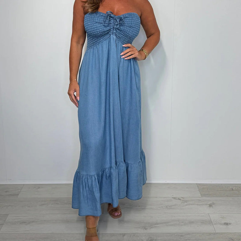 💕Limited Sale 50% OFF💕Women’s Denim Halter Maxi Dress