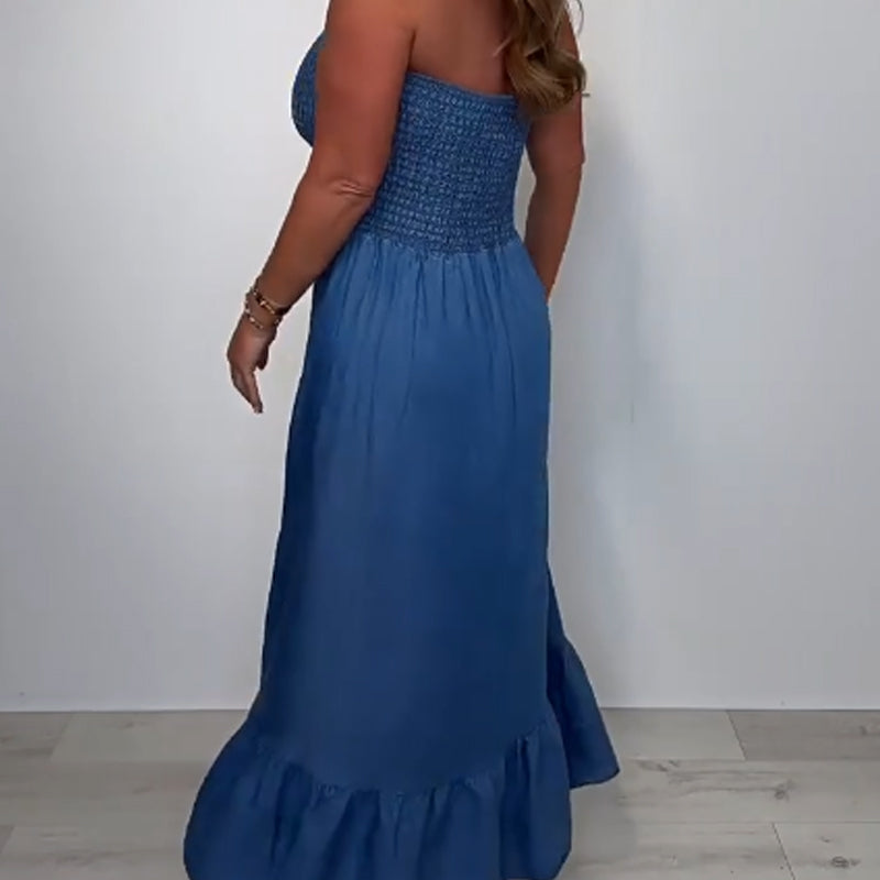 💕Limited Sale 50% OFF💕Women’s Denim Halter Maxi Dress