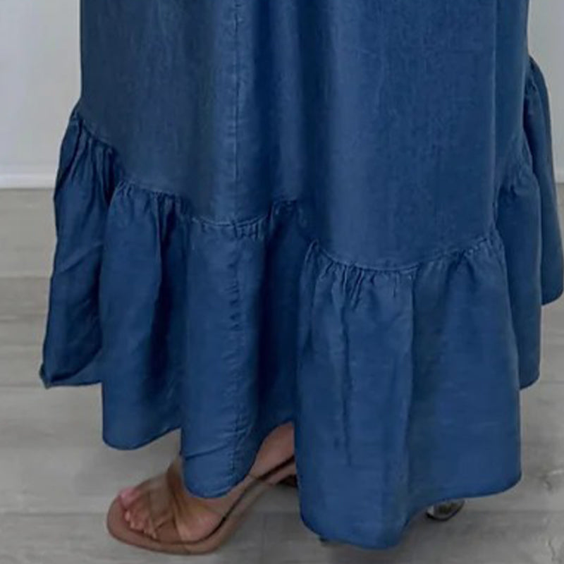 💕Limited Sale 50% OFF💕Women’s Denim Halter Maxi Dress