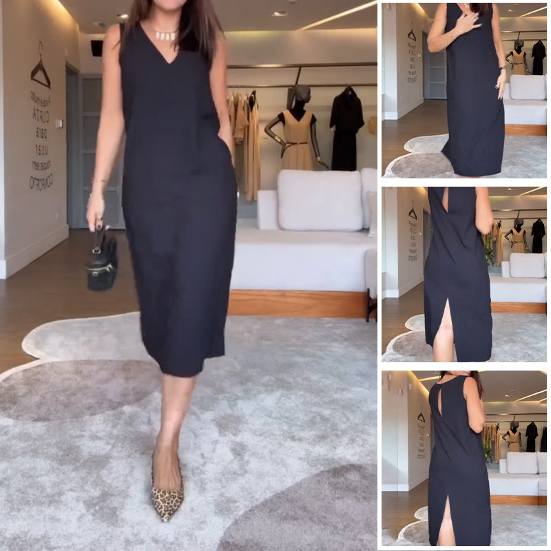 🔥Summer Hot Sale-50% Off🩷Women's Elegant Black Sleeveless Dress
