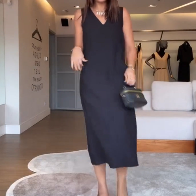 🔥Summer Hot Sale-50% Off🩷Women's Elegant Black Sleeveless Dress