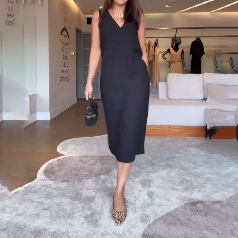 🔥Summer Hot Sale-50% Off🩷Women's Elegant Black Sleeveless Dress