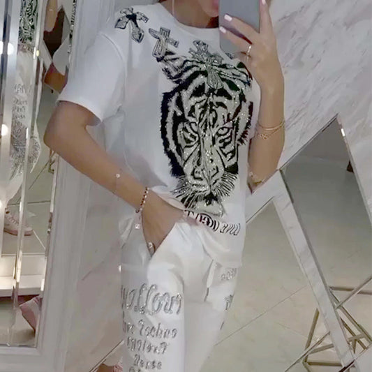 🔥 Limited time 50% off🔥Casual Printed Top Drawstring Pants 2-Piece Set