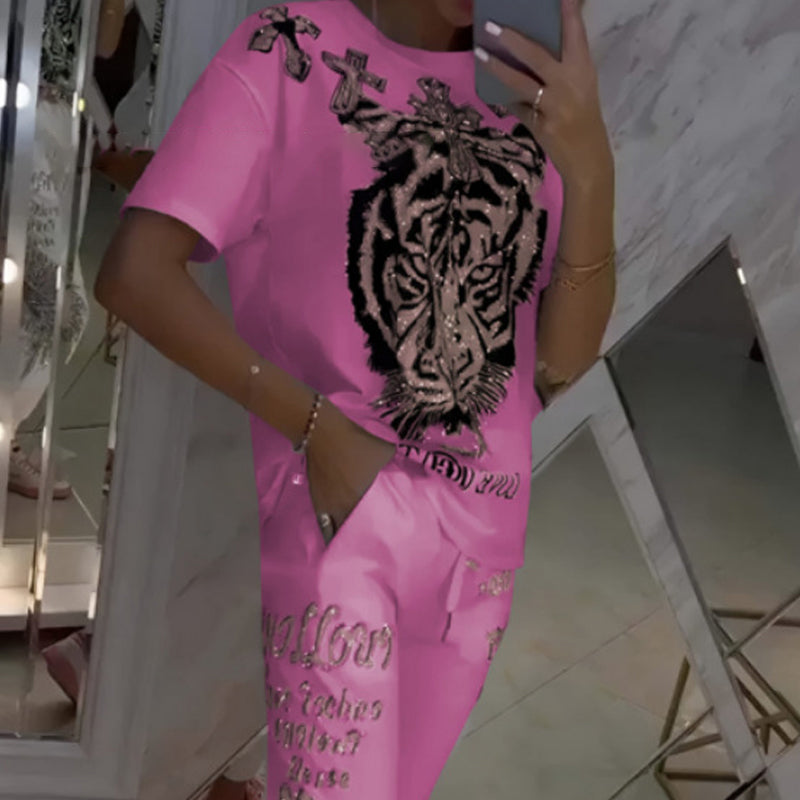 🔥 Limited time 50% off🔥Casual Printed Top Drawstring Pants 2-Piece Set