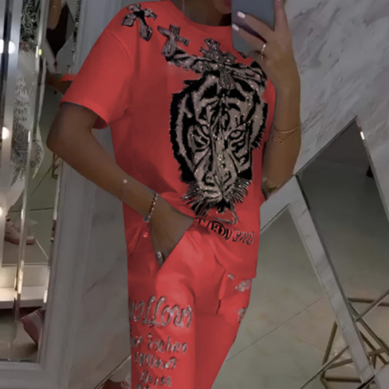 🔥 Limited time 50% off🔥Casual Printed Top Drawstring Pants 2-Piece Set