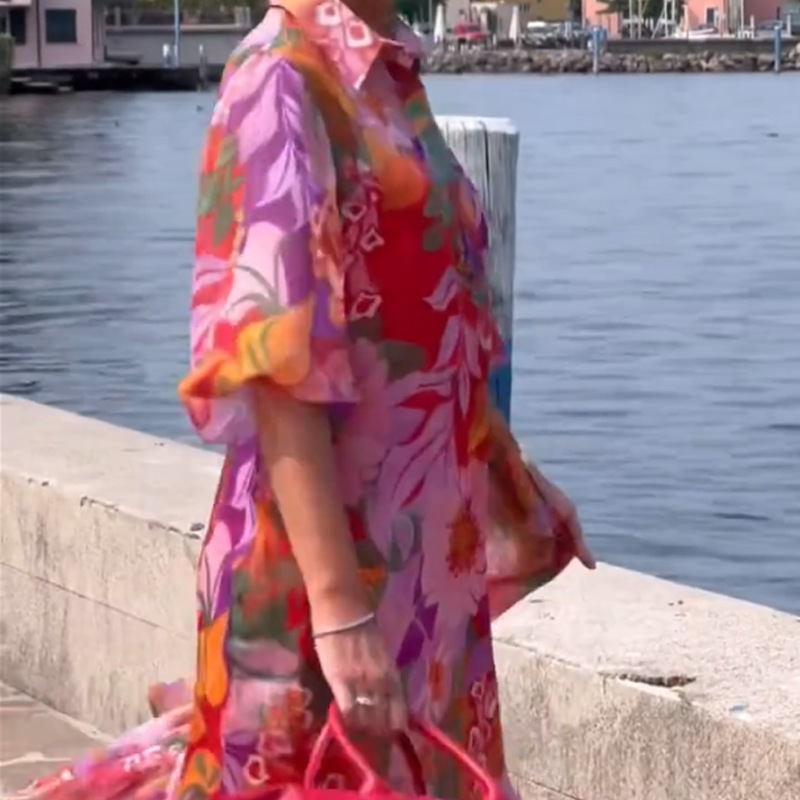 💗Summer Specials💗Red Floral Printed Chiffon Dress