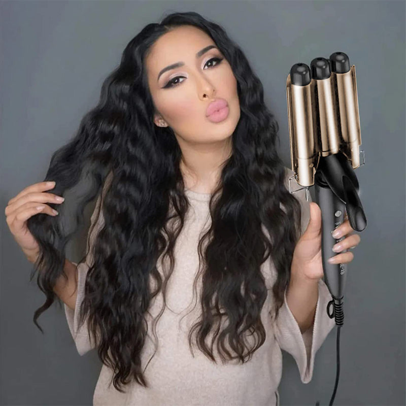 3-Barrel Curling Iron with Adjustable Temperature