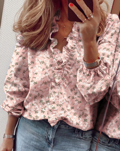 New Long Sleeve Ruffle Blouse