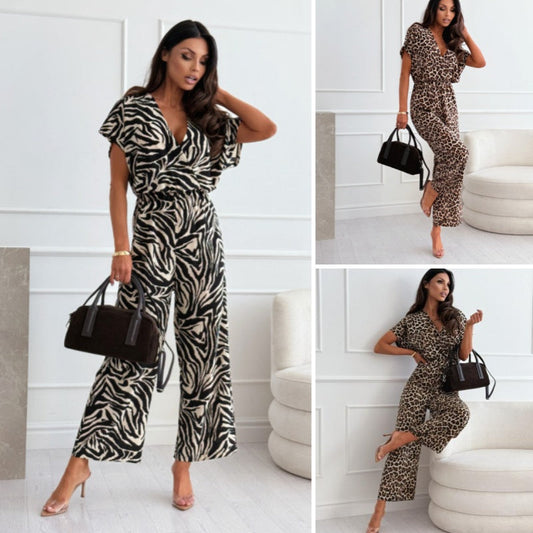 🔥Last Day Sale 49% OFF🔥Women’s Leopard Print Wide-Leg Jumpsuit