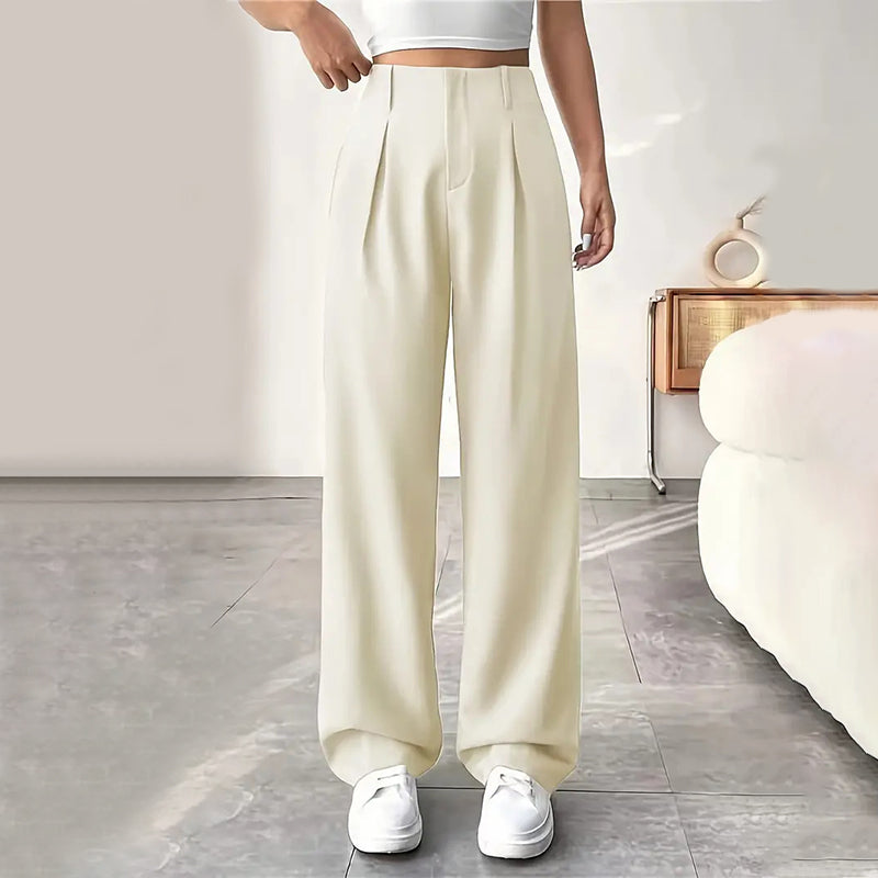 ✨Solid High-Waist Pants: Wide-Leg, Stretchy Comfort, Perfect for Every Outfit