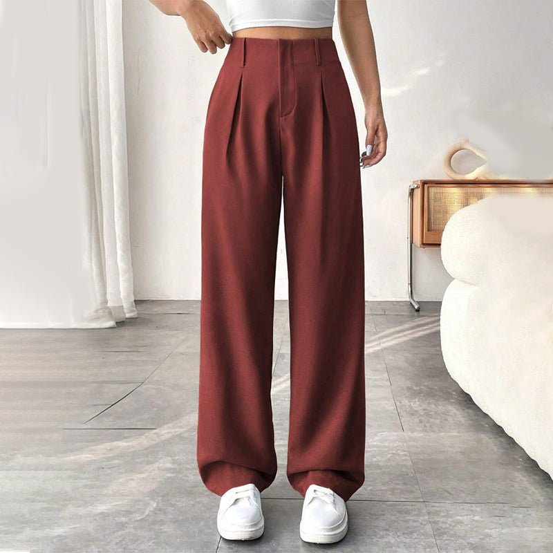 ✨Solid High-Waist Pants: Wide-Leg, Stretchy Comfort, Perfect for Every Outfit