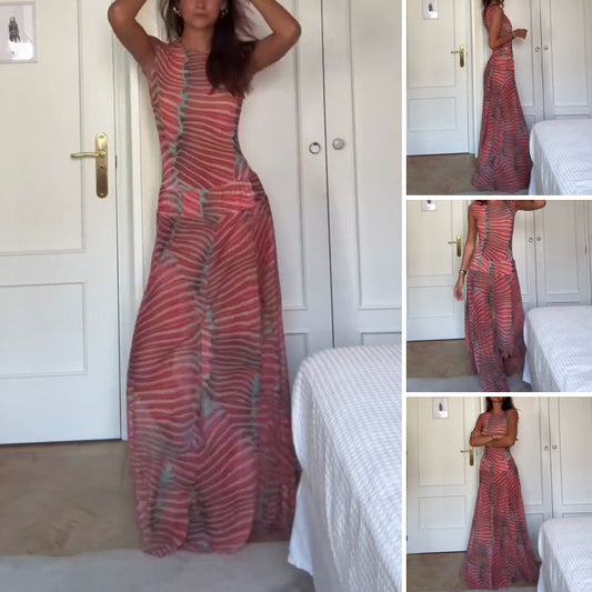 Women's Sheer Mesh Sleeveless Top & Skirt Set