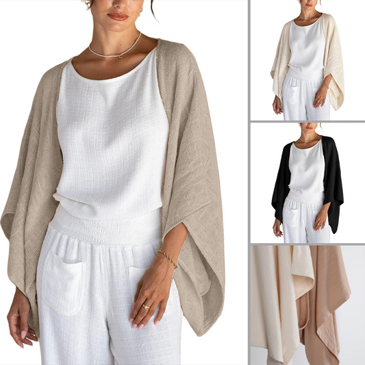 💖 Special Price £12.99🔥Last 3 Hours!!💝Women's Linen Cardigan 3/4 Sleeve Open Front Loose Cover Ups Lightweight Shrug