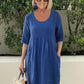 🌸Spring Specials💐 Solid Color Cotton Linen Pockets Tunic Midi Dress