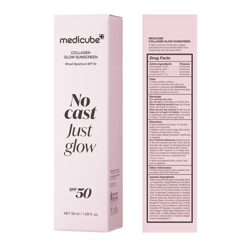 [NEW] [medicube] No Cast Just Glow Collagen Sunscreen | SPF 50 Broad Spectrum Face Sunscreen