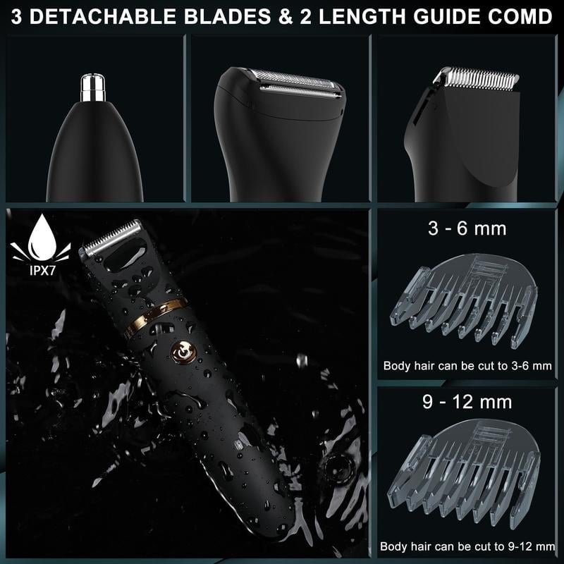 💥 3 in 1 Electric Body Hair Trimmer for Men，Cordless Groin Hair Clipper for Men, Waterproof Electric Shaver (Buy 2 Free Shipping )