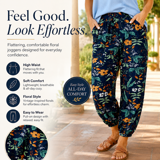 Vintage Floral High-Waist Jogger Pants