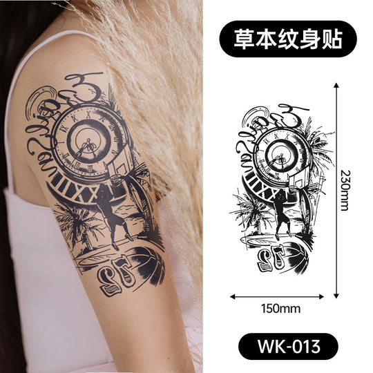 Large Black Temporary Tattoo Stickers - Tribal Wolves, Tigers, Lions, Snakes, Skulls, 12 Fake Tattoo Stickers for Men & Women Arm Designs