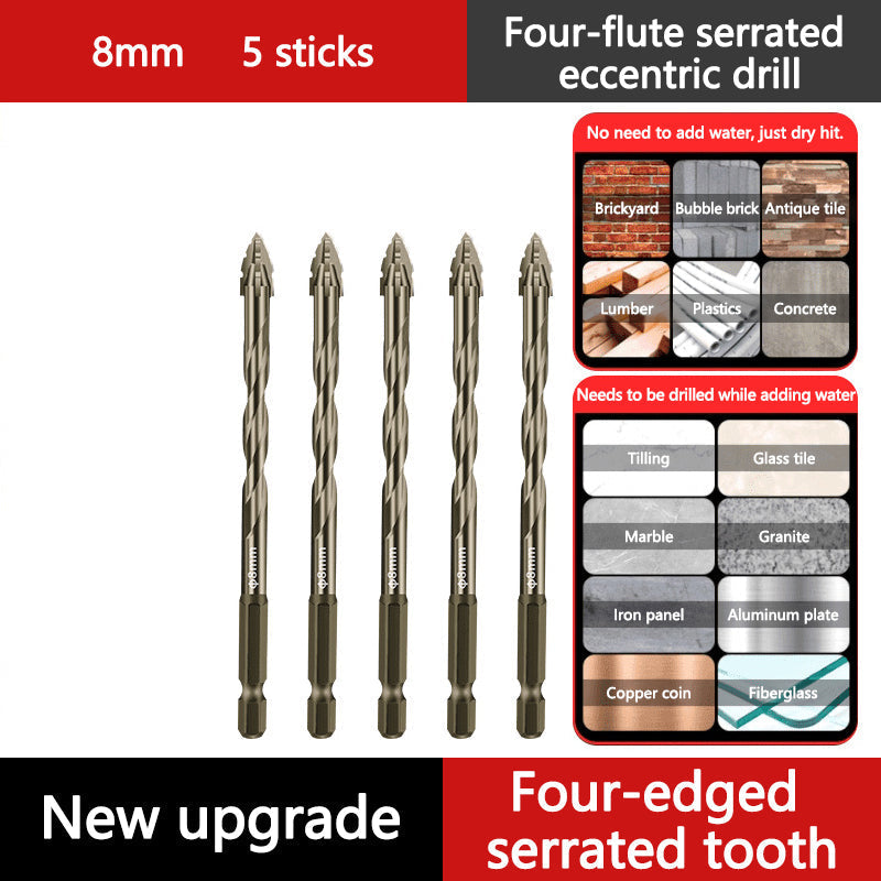 🔥Upgraded Eccentric Four-Flute Drill Bit for Ceramic, Glass, Marble, and Metal