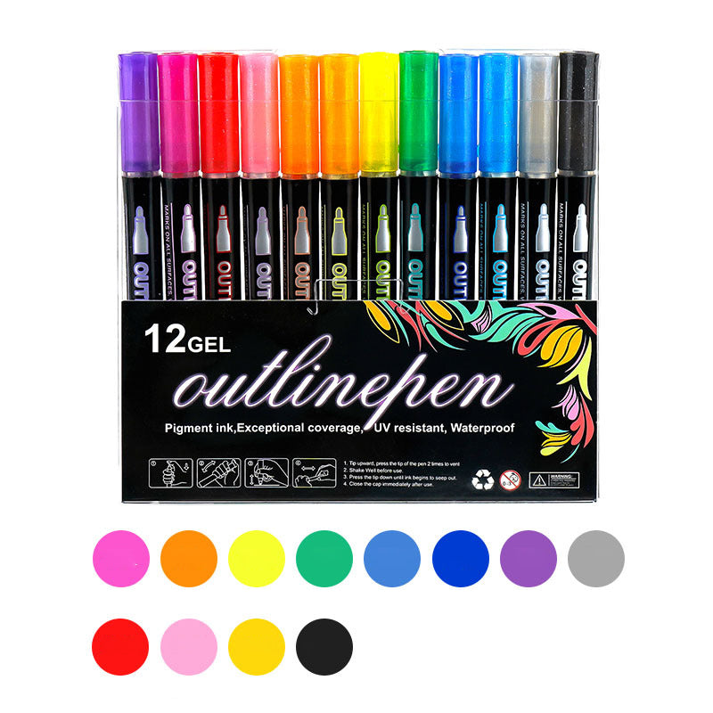 🔥Black Friday Sale 49%OFF-🎁 Double Outline Glitter Coloring Pen Set