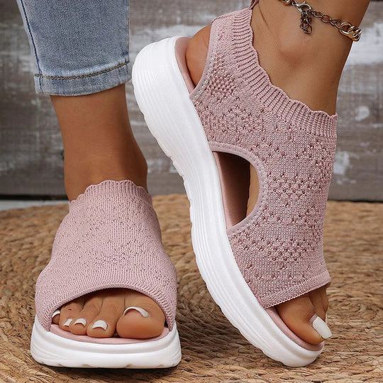 💐Women's Breathable Knit Platform Sandals – Air-permeable knit upper, cushioned sole & lightweight comfy summer footwear ✨