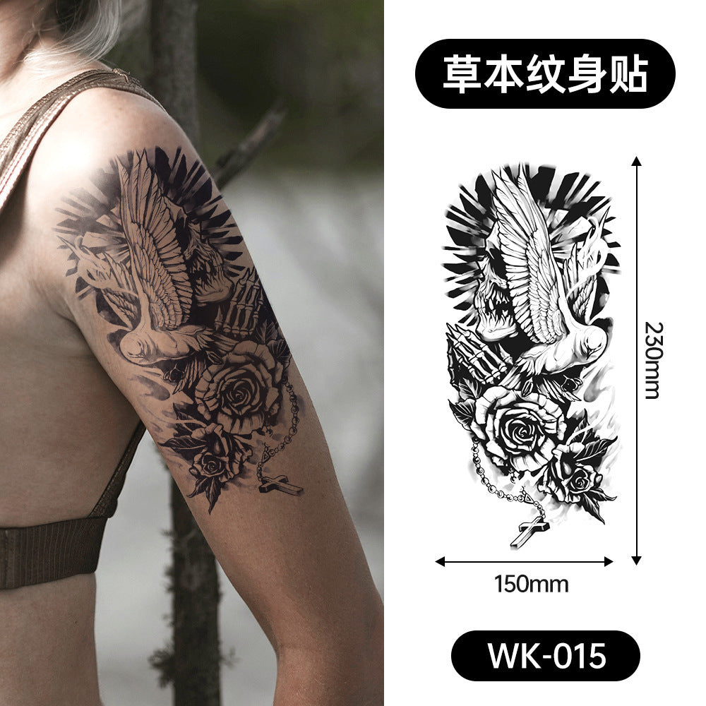 Large Black Temporary Tattoo Stickers - Tribal Wolves, Tigers, Lions, Snakes, Skulls, 12 Fake Tattoo Stickers for Men & Women Arm Designs