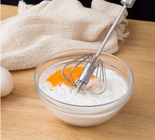 AA Stainless Steel Hand-Push Rotary Whisk - Food-Grade Rust