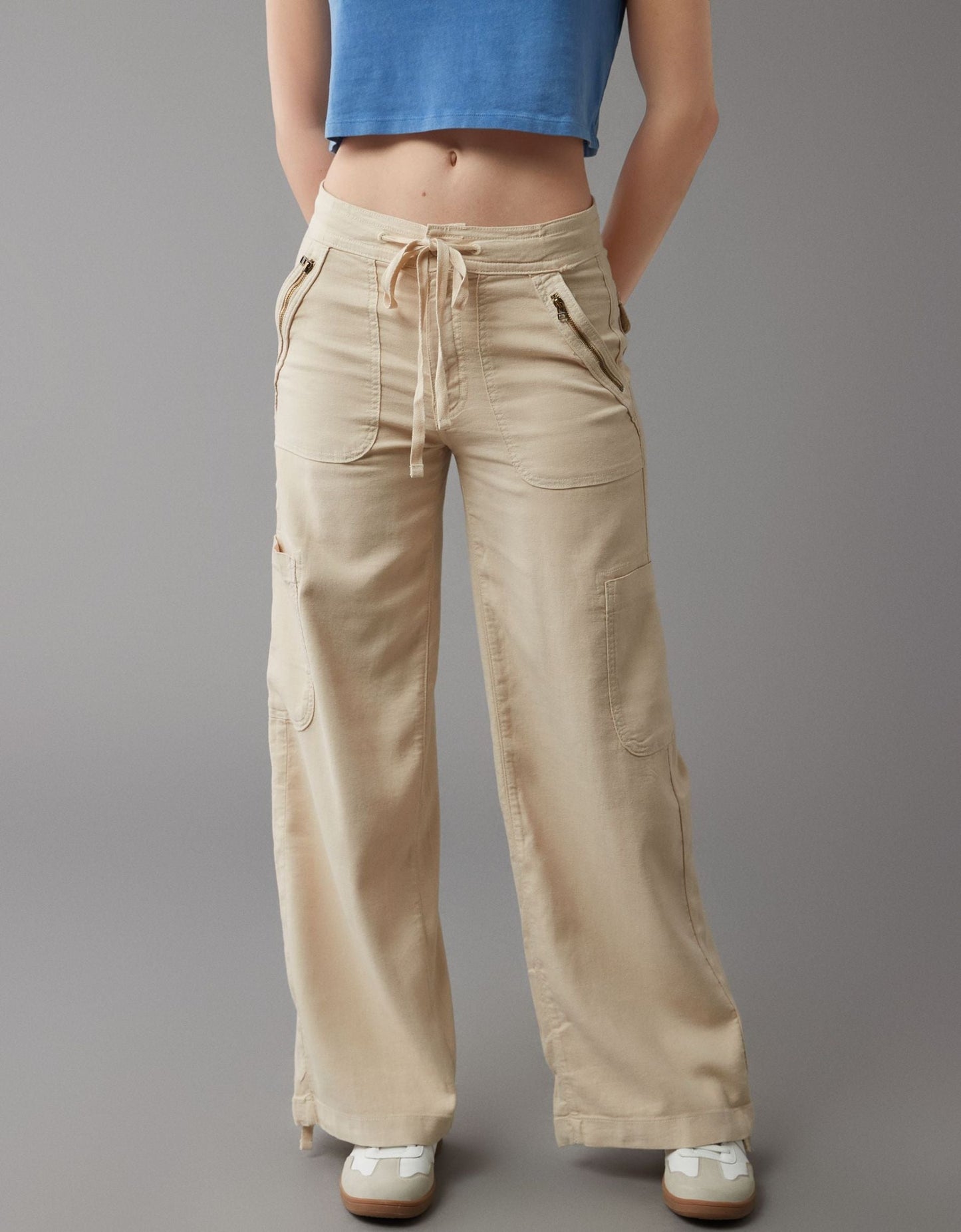 💝Linen-Blend Wide-Leg Cargo Pant