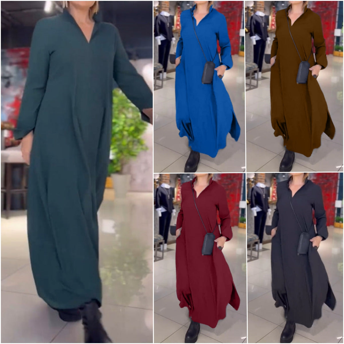 2024 Hot Sale 51%OFF💕Side Slit Lapel Loose Long Dress