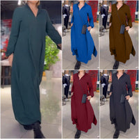 2024 Hot Sale 51%OFF💕Side Slit Lapel Loose Long Dress