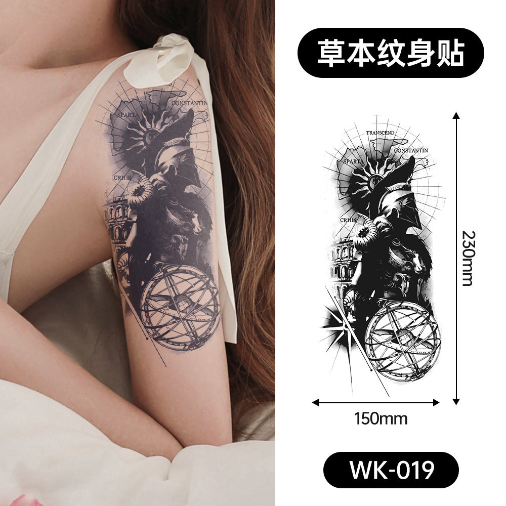 Large Black Temporary Tattoo Stickers - Tribal Wolves, Tigers, Lions, Snakes, Skulls, 12 Fake Tattoo Stickers for Men & Women Arm Designs