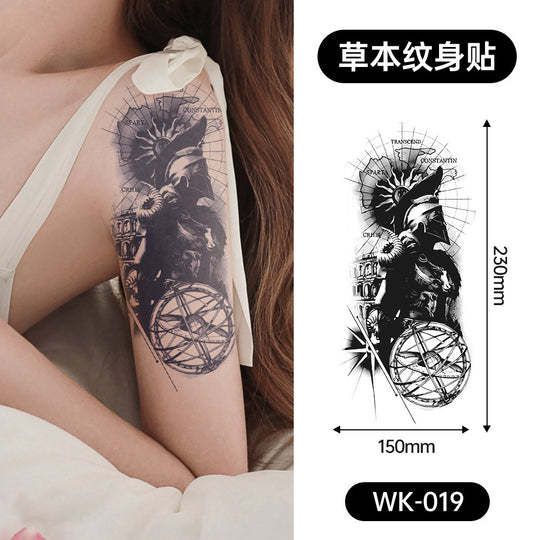 Large Black Temporary Tattoo Stickers - Tribal Wolves, Tigers, Lions, Snakes, Skulls, 12 Fake Tattoo Stickers for Men & Women Arm Designs