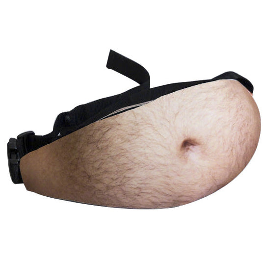 🥳Dadbag | Realistic Fake Beer Belly Bum Bag | Funny Dad Bod Waist Pack | Novelty Gag Gift for Men | With Belly Button & Hairy Chest | Adjustable Black Strap
