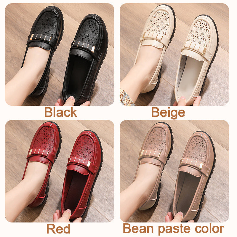 Women's Breathable Slip on Soft Sole Leather Shoes