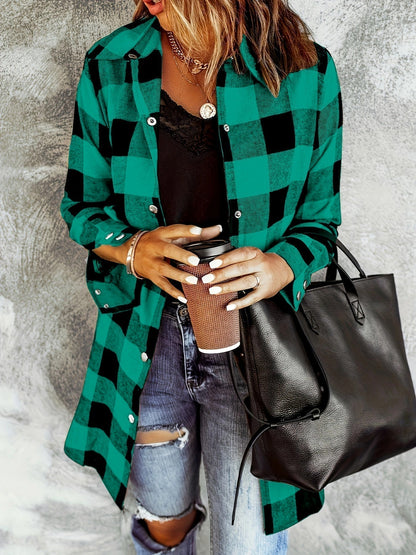 🔥Big Sale 50% OFF🔥Women’s Plaid Longline Shirt Jacket