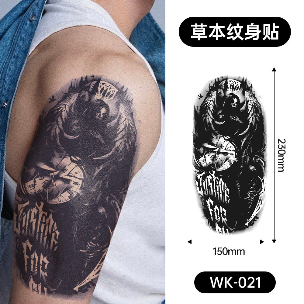 Large Black Temporary Tattoo Stickers - Tribal Wolves, Tigers, Lions, Snakes, Skulls, 12 Fake Tattoo Stickers for Men & Women Arm Designs