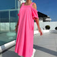🏖️ SUMMER SPECIALS 💃 Women's Cold Shoulder Maxi Dress - Casual Style & Flowy Silhouette | Perfect for Garden Parties, Beach Days or Evening Walks | UK Sizes