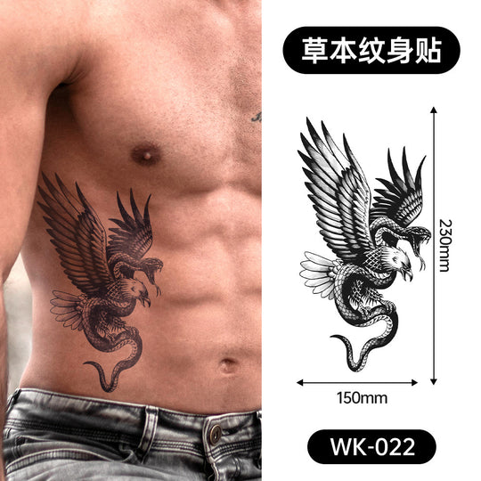 Large Black Temporary Tattoo Stickers - Tribal Wolves, Tigers, Lions, Snakes, Skulls, 12 Fake Tattoo Stickers for Men & Women Arm Designs