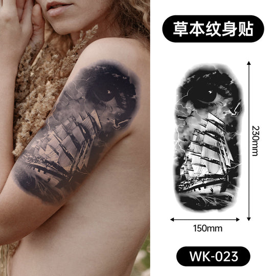 Large Black Temporary Tattoo Stickers - Tribal Wolves, Tigers, Lions, Snakes, Skulls, 12 Fake Tattoo Stickers for Men & Women Arm Designs