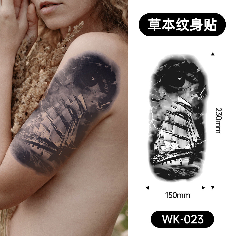 Large Black Temporary Tattoo Stickers - Tribal Wolves, Tigers, Lions, Snakes, Skulls, 12 Fake Tattoo Stickers for Men & Women Arm Designs