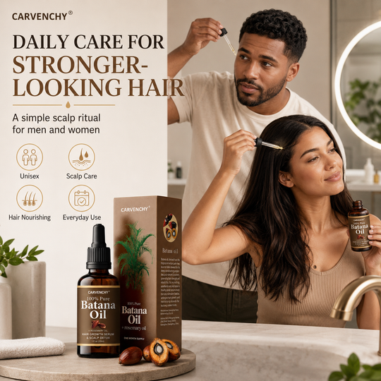 Batahna oil, strengthens healthy hair, makes hair longer, denser, and thicker