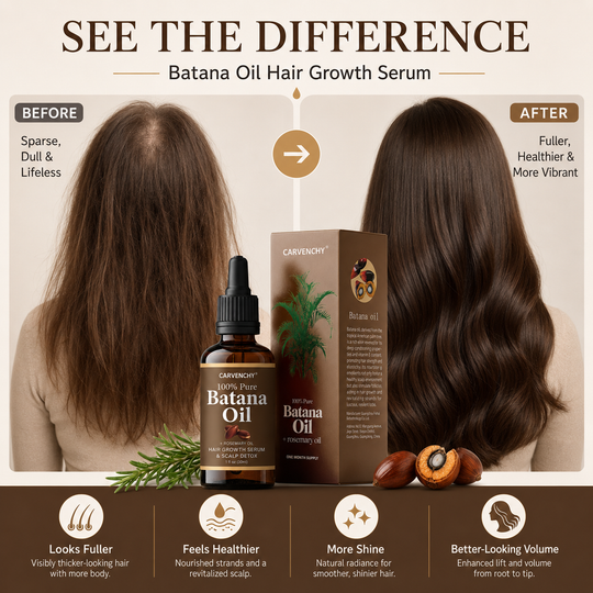 Batahna oil, strengthens healthy hair, makes hair longer, denser, and thicker