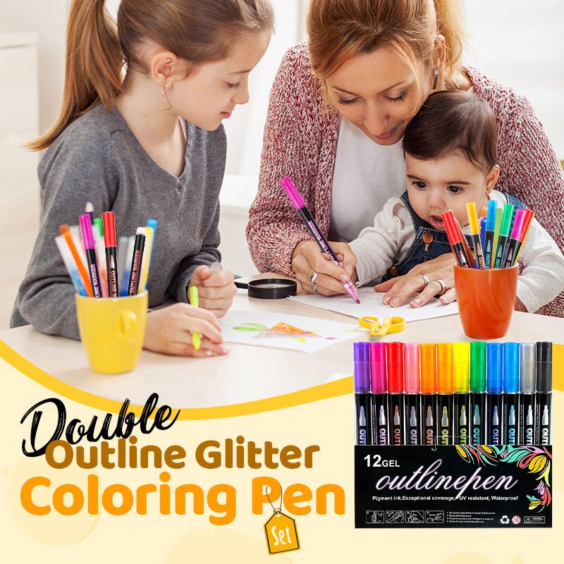 🔥Black Friday Sale 49%OFF-🎁 Double Outline Glitter Coloring Pen Set